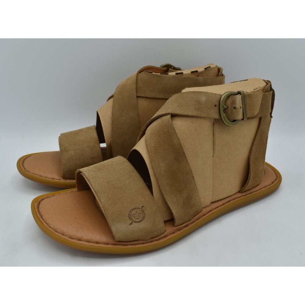 Born Womens Size 9‎ Neil Taupe Suede Gladiator Sandals Shoes